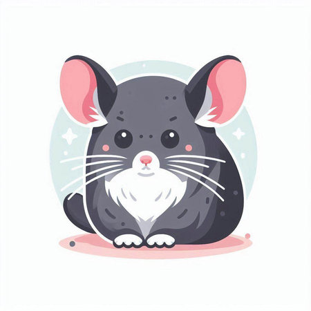 Cute chinchilla. Vector illustration isolated on white background.のイラスト素材