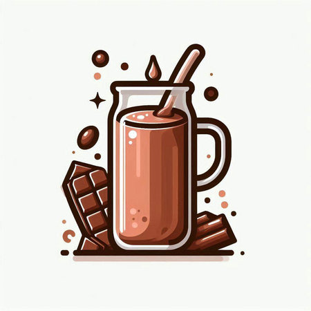 Hand drawn vector illustration of a glass of chocolate milkshake.のイラスト素材