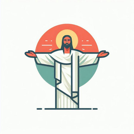 Jesus Christ. Vector illustration in flat style. Jesus Christ icon.のイラスト素材