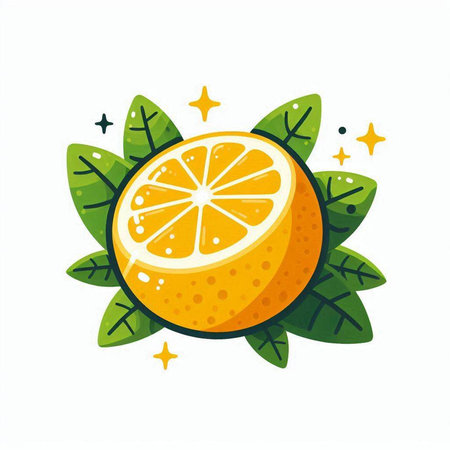 Orange fruit with leaves isolated on a white background. Vector illustration.のイラスト素材