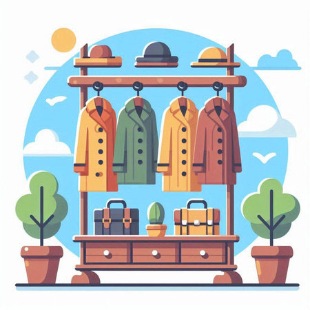 Fashion store. Clothes store. Vector illustration in flat styleのイラスト素材