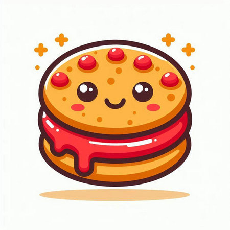 Cute vector illustration of a cookie with kawaii face.のイラスト素材