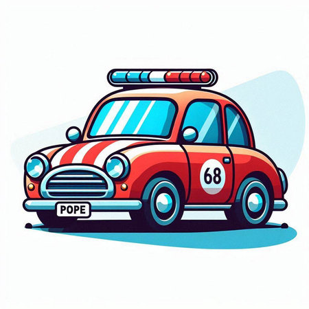 Cartoon police car on a white background. Vector color illustration.のイラスト素材