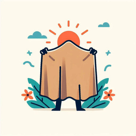 Vector illustration of a man in a beach towel. Flat style.のイラスト素材