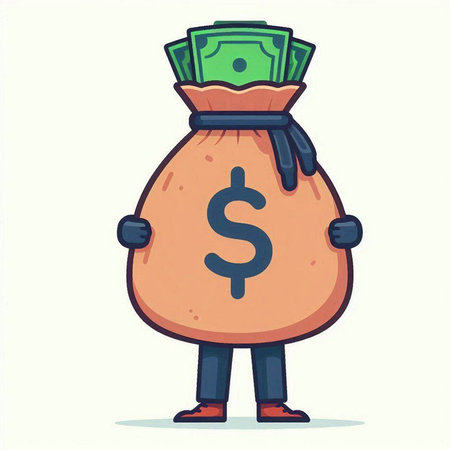Money bag with dollar sign. Vector illustration in cartoon style on white background.のイラスト素材