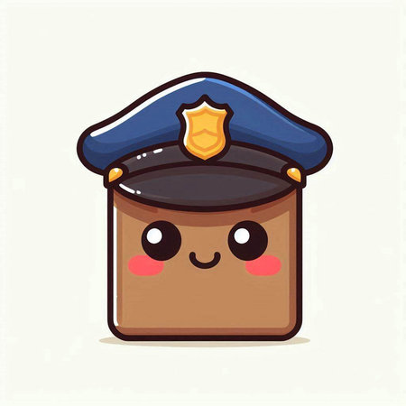 Cute police hat in cartoon style. Vector illustration isolated on white background.のイラスト素材