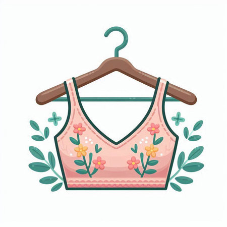 Illustration of a pink tank top with flowers on a hangerのイラスト素材