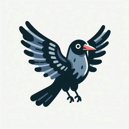 Crow on a white background. Vector illustration in flat style.のイラスト素材