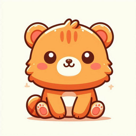 Cute little bear cartoon vector illustration. Cute animal character design.のイラスト素材