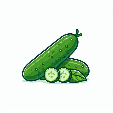 Cucumber icon isolated on white background. Cucumber vector illustrationのイラスト素材