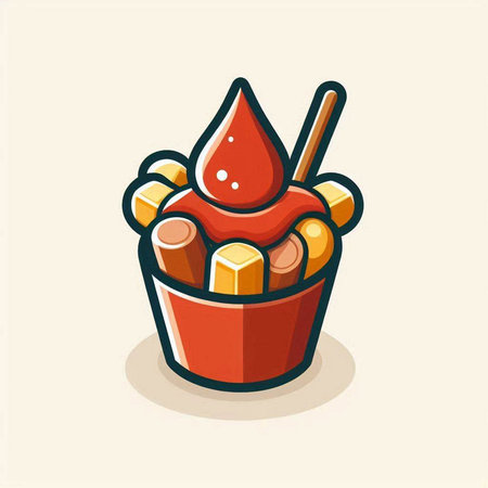 ice cream cup with syrup and spoon vector illustration eps 10.のイラスト素材