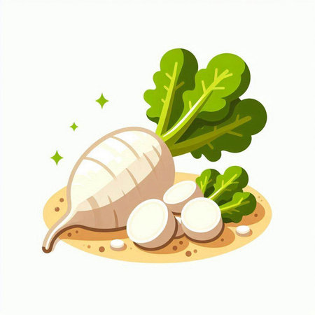 Illustration of radish on a white background. Vector illustration.のイラスト素材