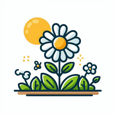 Daisy flower icon. Vector illustration. Isolated on white background.のイラスト素材