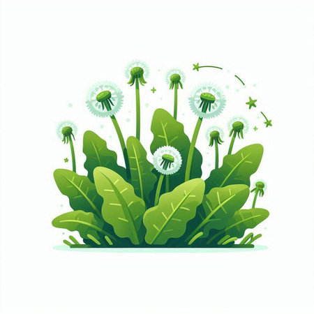 Green dandelion flower isolated on white background. Vector illustration.のイラスト素材
