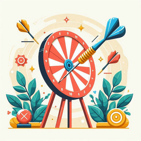Darts target with arrows in flat style. Vector illustration for your design.のイラスト素材