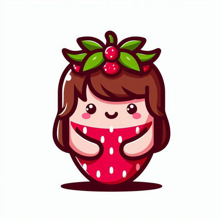 cute strawberry girl cartoon on white background. vector illustration design.のイラスト素材