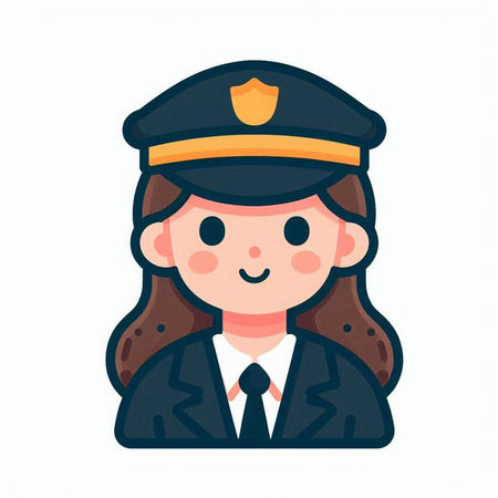 Vector illustration of a woman in a police uniform. Flat style.のイラスト素材