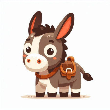 Cute cartoon donkey. Vector illustration isolated on a white background.のイラスト素材