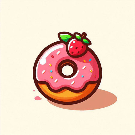 Donut with strawberry and sprinkles, vector illustration, eps10のイラスト素材
