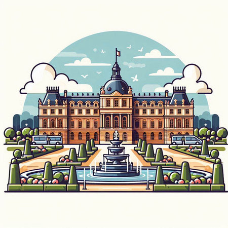 Royal Palace in Prague, Czech Republic. Vector illustration in flat styleのイラスト素材