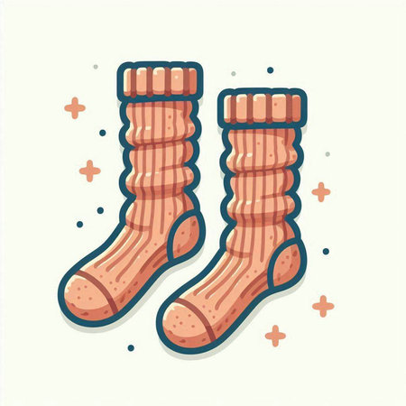 Vector illustration of a pair of socks on a white background. Hand drawn socks.のイラスト素材