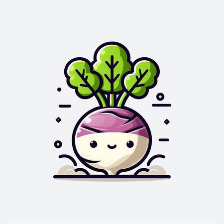Cute kawaii turnip icon. Cute vegetable vector illustration.のイラスト素材