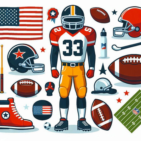 American football icons set. Cartoon illustration of american football vector icons for web designのイラスト素材