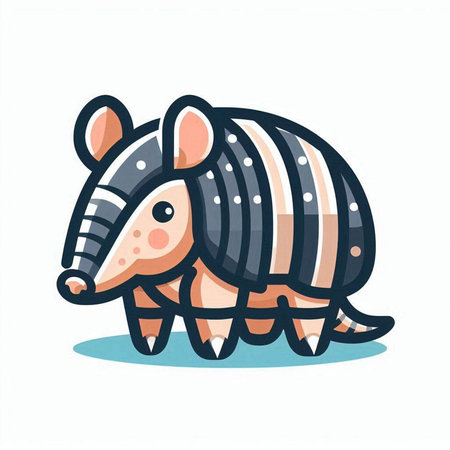 Cute cartoon armadillo. Vector illustration isolated on white background.のイラスト素材