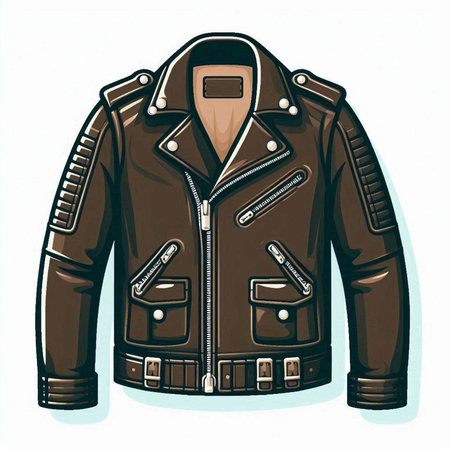 Vintage leather jacket isolated on white background. Hand drawn vector illustration.のイラスト素材