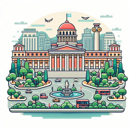 Illustration of Washington DC United States capital city in flat style.のイラスト素材