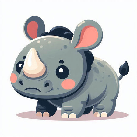 Cute baby rhinoceros. Vector illustration in cartoon styleのイラスト素材