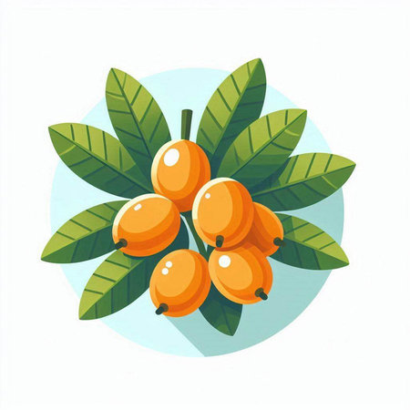 Sea buckthorn branch with ripe berries and leaves. Vector illustration.のイラスト素材