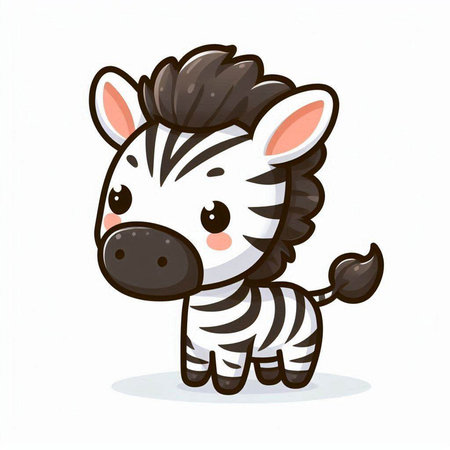 Cute cartoon Zebra. Vector illustration isolated on white background.のイラスト素材