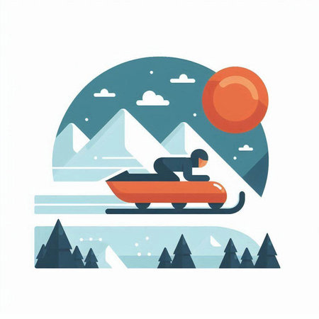 Snowmobiling. Flat design style modern vector illustration concept for web banners and printed materials.のイラスト素材
