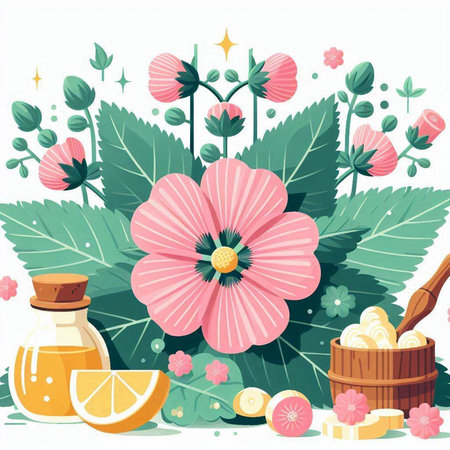 Spa background with flowers and aromatherapy. Vector illustration.のイラスト素材