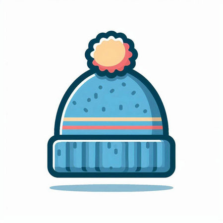 Winter hat with pompom. Vector illustration in flat cartoon style.のイラスト素材