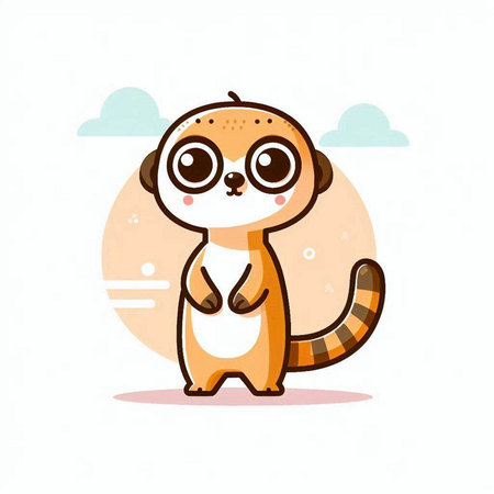 Cute meerkat cartoon vector illustration. Cute animal character.のイラスト素材