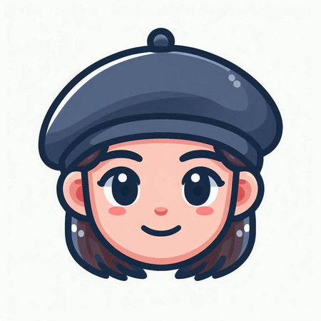 Cute girl cartoon vector illustration. Cute girl with beret.のイラスト素材