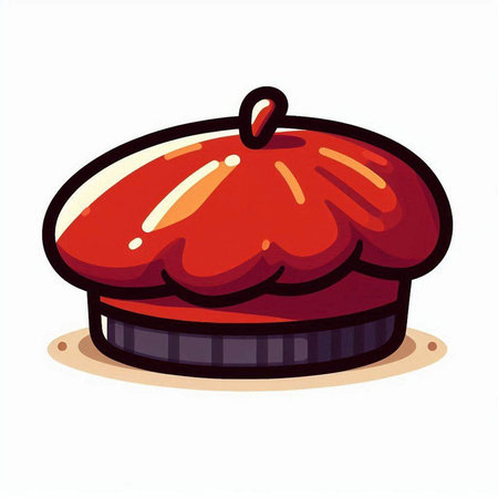 Illustration of a red beanie hat on a white background.のイラスト素材