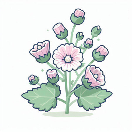 Illustration of a bouquet of pink flowers on a white backgroundのイラスト素材