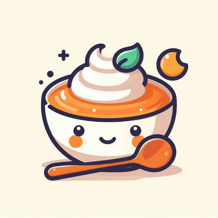 Cute cup of coffee with whipped cream, vector cartoon illustration.のイラスト素材