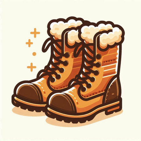 Vector illustration of hiking boots isolated on white background. Cartoon style.のイラスト素材