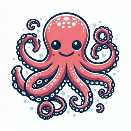 Cute cartoon octopus. Vector illustration isolated on white background.のイラスト素材