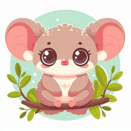 Cute cartoon koala on the tree branch. Vector illustration.のイラスト素材