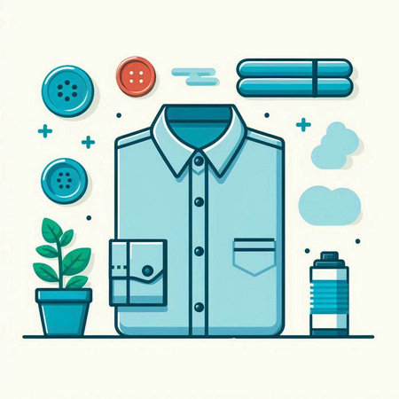 Flat design vector illustration concept of men's shirt and accessories.のイラスト素材