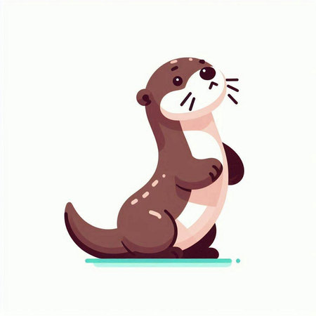 Cute cartoon otter on a white background. Vector illustration.のイラスト素材