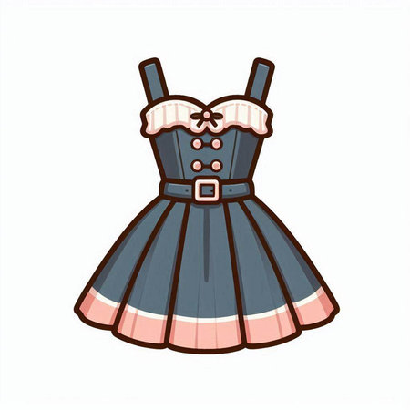 Illustration of a dirndl with a pattern on a white backgroundのイラスト素材