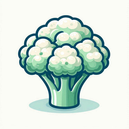 Cauliflower isolated on white background. Vector illustration in cartoon style.のイラスト素材