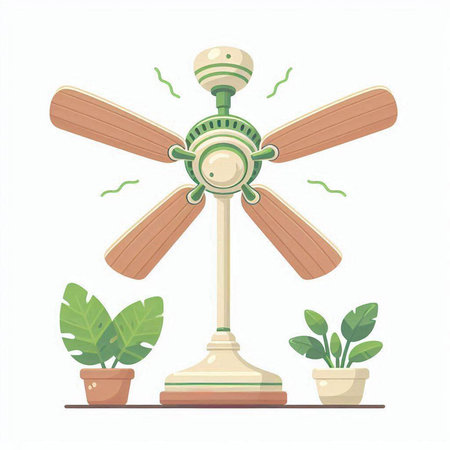 Illustration of a vintage electric fan. Vector illustration in cartoon style.のイラスト素材
