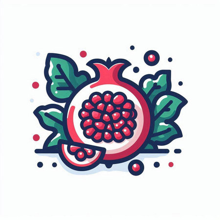Pomegranate fruit icon. Isolated vector illustration on white background.のイラスト素材